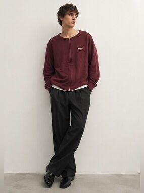 Mossimo Burgundy Zip-Up Sweatshirt Jacket Large Cotton Casual Streetwear